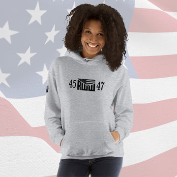 Women's Hoodie - Gray w/ Black 45 RWW 47 Front, Sleeve and Back