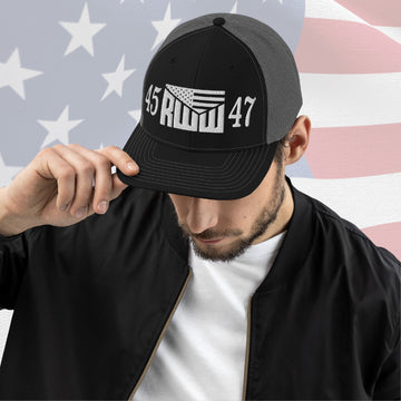 Trucker Hat - Black/Gray w/ White 45 RWW 47