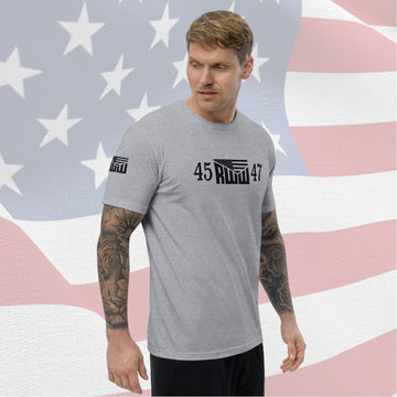 Men's Fitted T-Shirt - Gray w/ Black 45 RWW 47 Front, Sleeve and Back