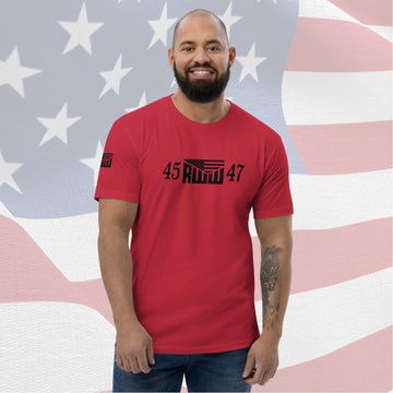 Men's Fitted T-Shirt - Red w/ Black 45 RWW 47 Front, Sleeve and Back