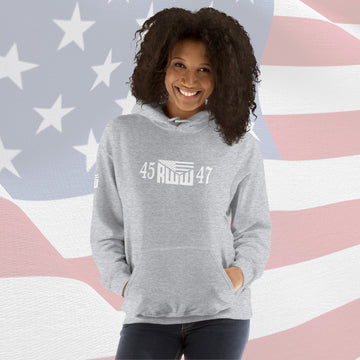 Women's Hoodie - Gray w/ White 45 RWW 47 Front, Sleeve and Back