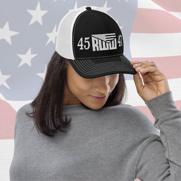 Trucker Hat - Black/White w/ White 45 RWW 47