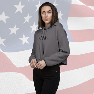 Women's Crop Hoodie - Gray w/ Black 45 RWW 47 Front, Sleeve and Back