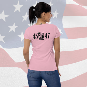 Women's T-Shirt - Pink w/ Black 45 RWW 47 Front and Back