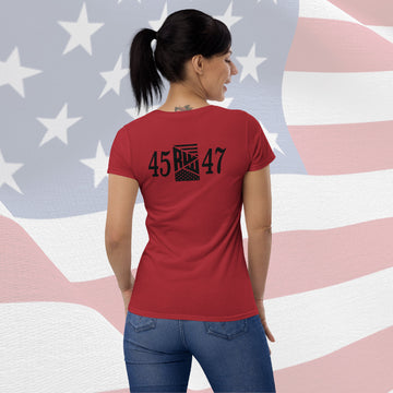 Women's T-Shirt - Red w/ Black 45 RWW 47 Front and Back