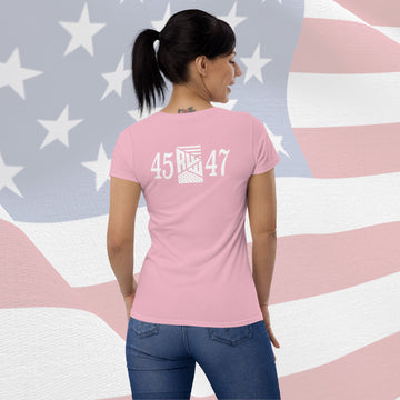 Women's T-Shirt - Pink w/ White 45 RWW 47 Front and Back