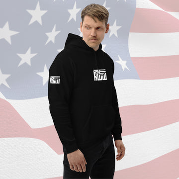 Men's Hoodie - Black w/ White RWW Front, Back and Sleeve