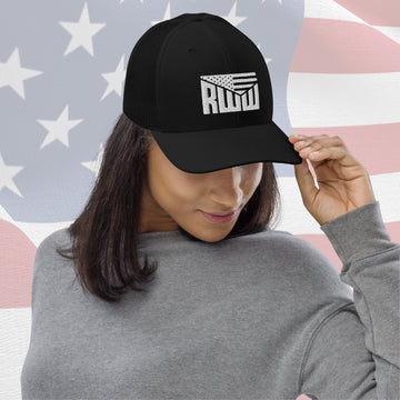 Trucker Hat - Black/Black w/ White RWW