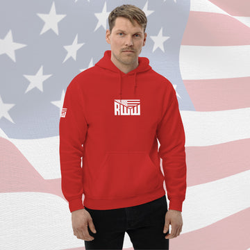 Men's Hoodie - Red w/ White RWW Front, Back and Sleeve