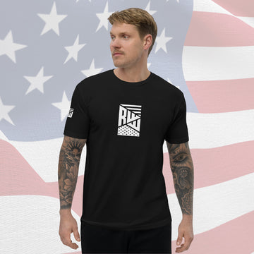 Men's Fitted T-Shirt - Black w/ White RWW Front, Sleeve and Back